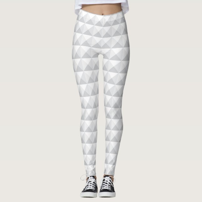 Futuristiska 3D- effekt Vita pyramidlegeringar Leggings (Framsida)