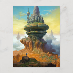 Futuristiska Alien City Sci-Fi Art Vykort