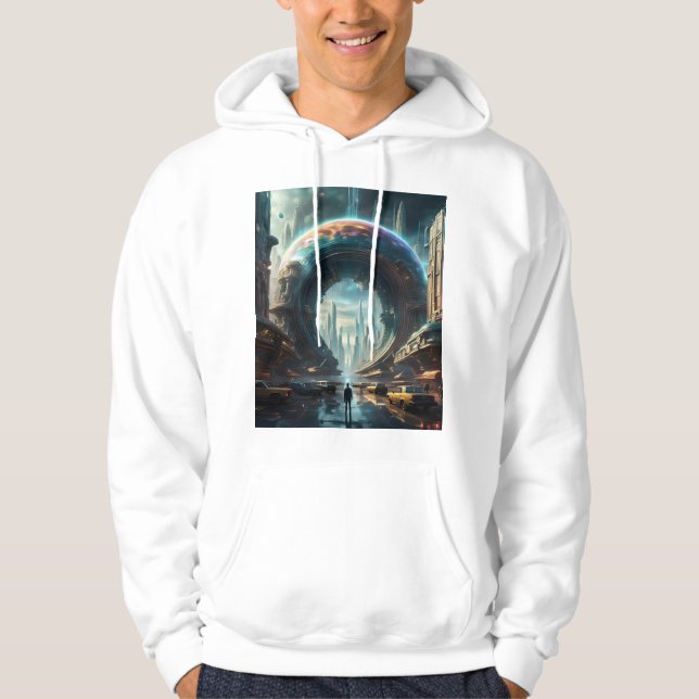 Futuristiska Alien Planet Portal med Magic Grind Hoodie (Framsida)