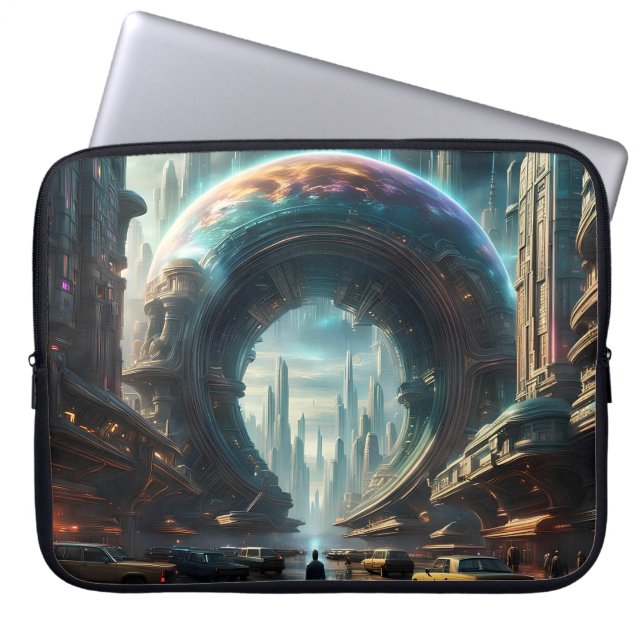 Futuristiska Alien Planet Portal med Magic Grind Laptop Fodral (Framsidan)