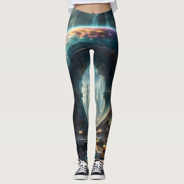 Futuristiska Alien Planet Portal med Magic Grind Leggings (Framsida)