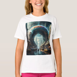Futuristiska Alien Planet Portal med Magic Grind T Shirt