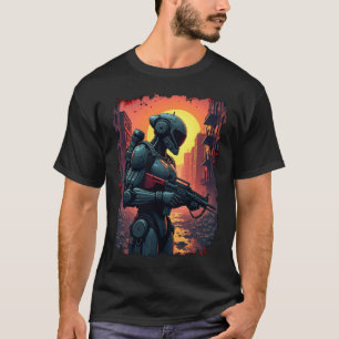 Futuristiska Apocalypse Cyborg Wasteland Tee