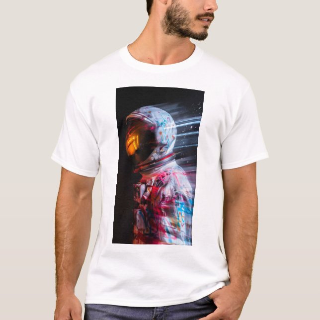 Futuristiska Astronaut på Mars Rörelse Blur T-Shir T Shirt (Framsida)
