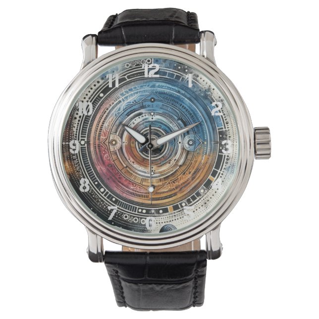 Futuristiska Batik Cosmic Art - rymddesign Armbandsur (Framsida)