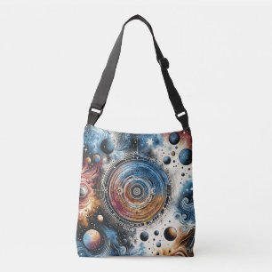 Futuristiska Batik Cosmic Art - rymddesign Axelväska