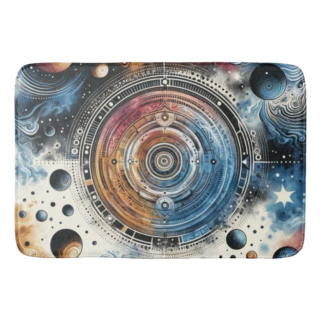 Futuristiska Batik Cosmic Art - rymddesign Badrumsmatta (Framsidan)