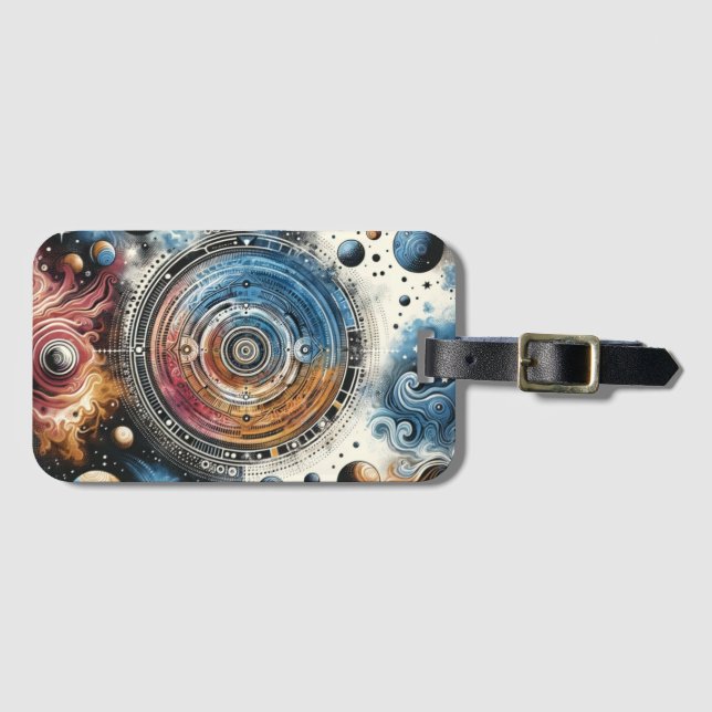 Futuristiska Batik Cosmic Art - rymddesign Bagagebricka (Framsida horisontal)