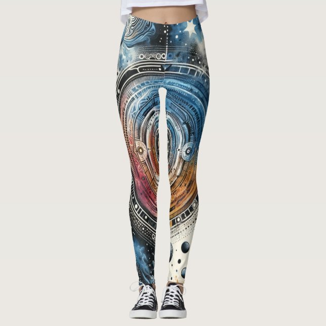 Futuristiska Batik Cosmic Art - rymddesign Leggings (Framsida)