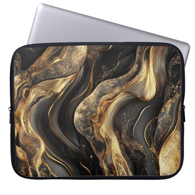 Futuristiska Black Cosmic Laptop Bag med Galaxy Ar Laptop Fodral (Framsidan)