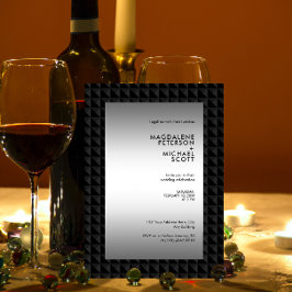 Futuristiska Black Polygon Shape Mönster Bröllop Inbjudningar