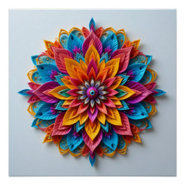 Futuristiska Blommigt Mandala Perfect Poster