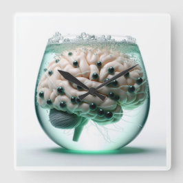 Futuristiska Broin in Glass Wall Clock Fyrkantig Klocka