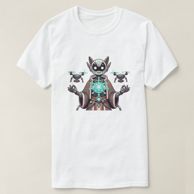 Futuristiska Cat Robot T-Shirt-design T Shirt (Design framsida)