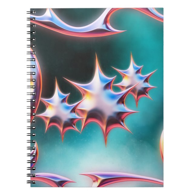 Futuristiska Chrome Spike Notebook Abstrakt Sci-Fi Anteckningsbok (Framsidan)
