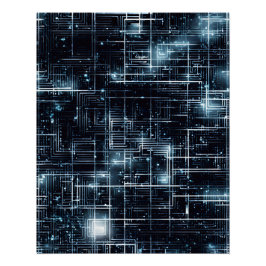 Futuristiska Circuitry Nightscape Perfect Poster