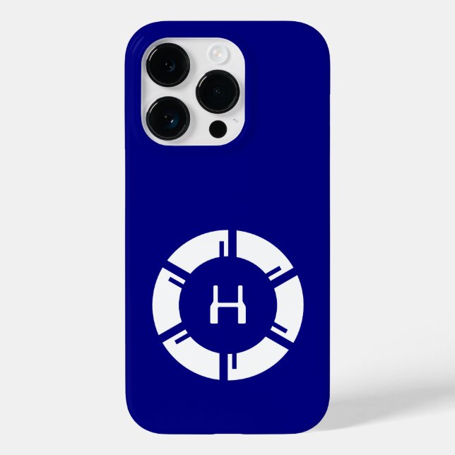 Futuristiska cirkel med sci-Fi monogram marin blå (Baksida)