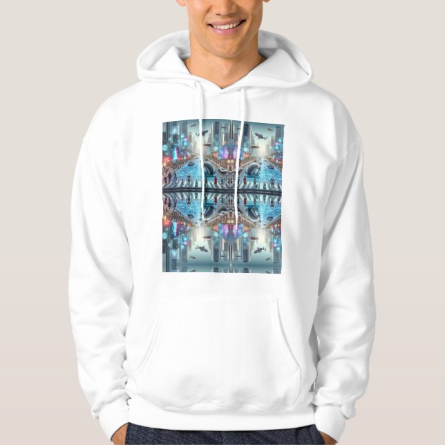 Futuristiska City Basic Hooded Sweatshirt (Framsida)