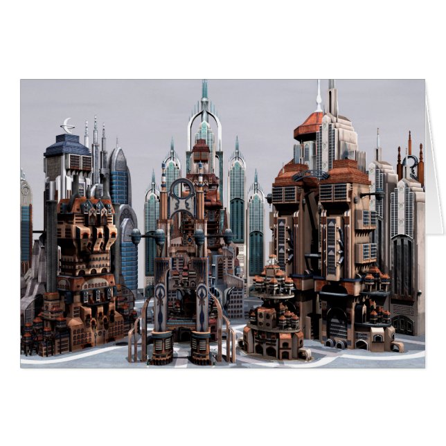Futuristiska City Hälsningskort (Framsidan Horizontal)
