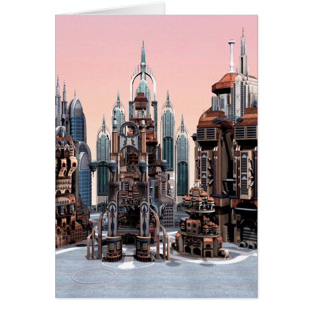 Futuristiska City Hälsningskort (Framsidan)