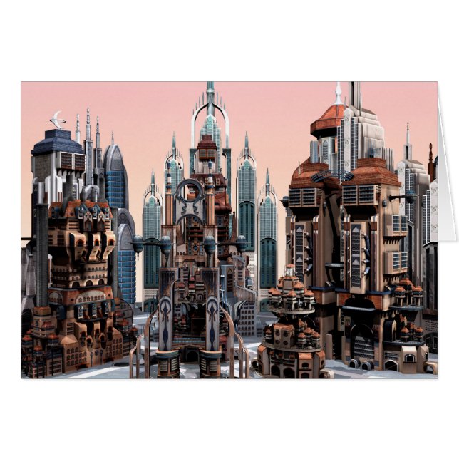 Futuristiska City Hälsningskort (Framsidan Horizontal)