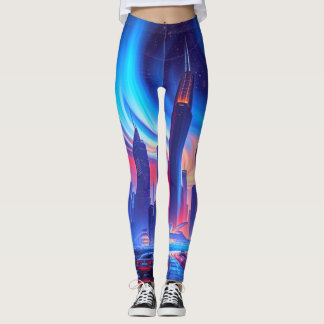 Futuristiska City Leggings | Neon Skyline Vibes