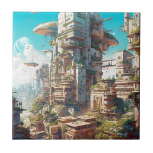Futuristiska City Science fiction Art Kakelplatta
