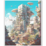 Futuristiska City Science fiction Art Klistermärken<br><div class="desc">Fantasy Art products by The Lunarium.</div>