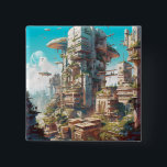 Futuristiska City Science fiction Art Knapp<br><div class="desc">Fantasy Art products by The Lunarium.</div>