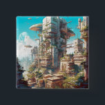 Futuristiska City Science fiction Art Knapp<br><div class="desc">Fantasy Art products by The Lunarium.</div>
