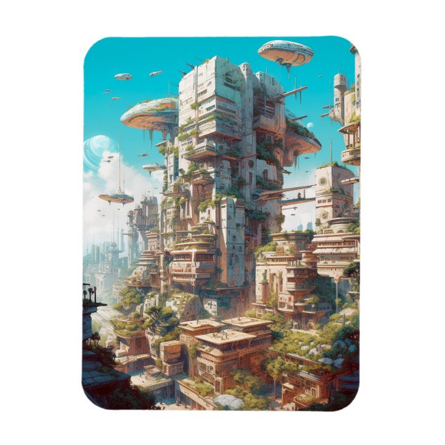 Futuristiska City Science fiction Art Magnet (Vertikal)