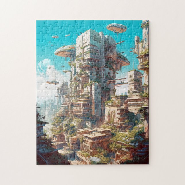 Futuristiska City Science fiction Art Pussel (Vertikal)