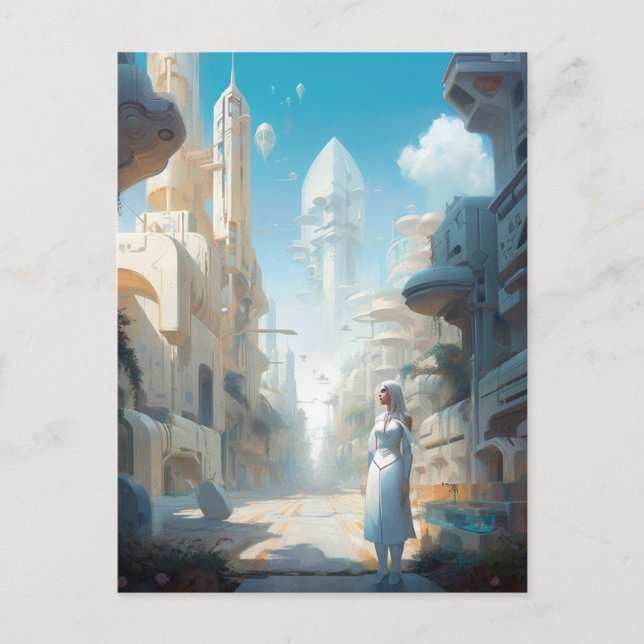 Futuristiska City Science fiction Art Vykort (Framsida)