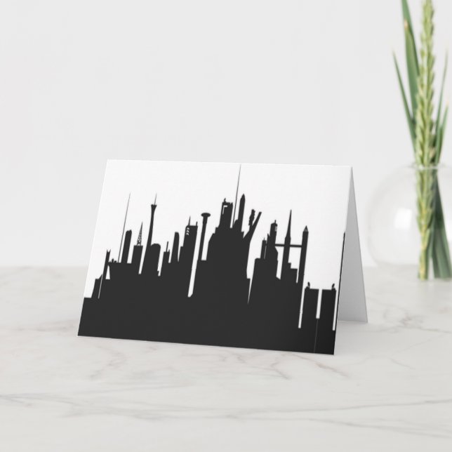 Futuristiska City Skyline Helgkort (Framsida)