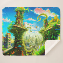 Futuristiska Colorful Plant City, AI Generated Art