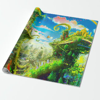 Futuristiska Colorful Plant City, AI Generated Art Presentpapper