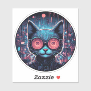 Futuristiska Cyber Cat Klistermärken