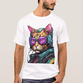 Futuristiska Cyberpunk Cat T Shirt