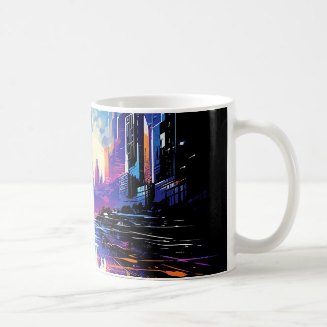 Futuristiska Cyberpunk City Skyline Kaffemugg (Höger)