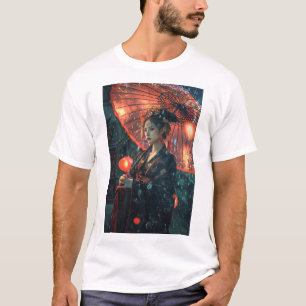 Futuristiska Cyberpunk Cityscape" T-Shirt