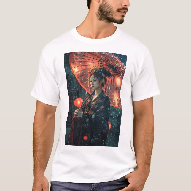 Futuristiska Cyberpunk Cityscape" T-Shirt (Framsida)