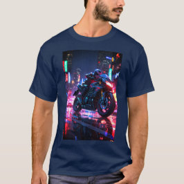 Futuristiska Cyberpunk Motorcycle Rider T Shirt