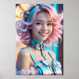 Futuristiska Cyberpunk Smile Poster