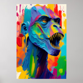 Futuristiska Cyborg T-Rex Dinosaur Poster Fantasy