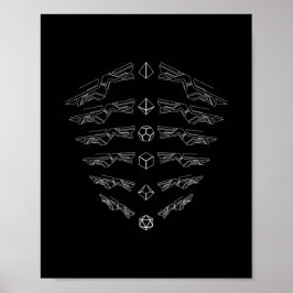 Futuristiska Dice Set Minimalist D20 Dice Poster