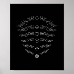 Futuristiska Dice Set Minimalist D20 Dice Poster