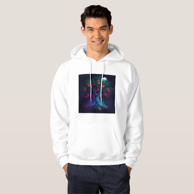 Futuristiska Digital Glow Träd Hoodie (Hel framsida)