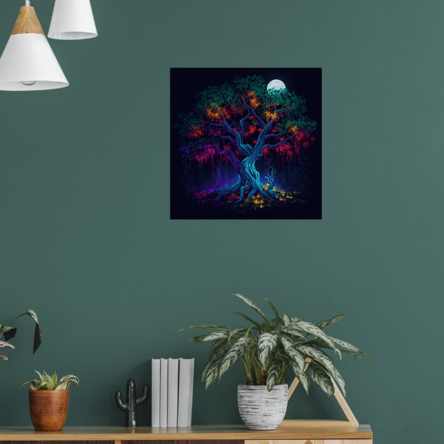 Futuristiska Digital Glow Träd Poster (Vardagsrum 1)