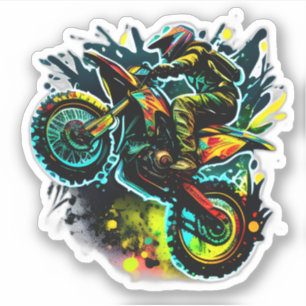 Futuristiska Dirt Bike,Neon Motocross off Road Bik Klistermärken