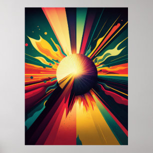 Futuristiska Earth and Sol Line Art Retro Wall Art Poster